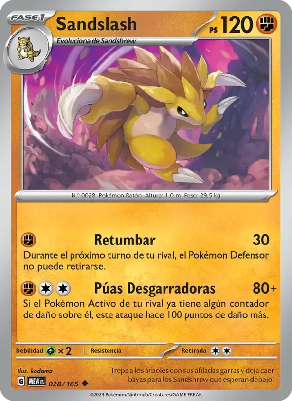 Sandslash — 151 28 Spanish Pokémon card