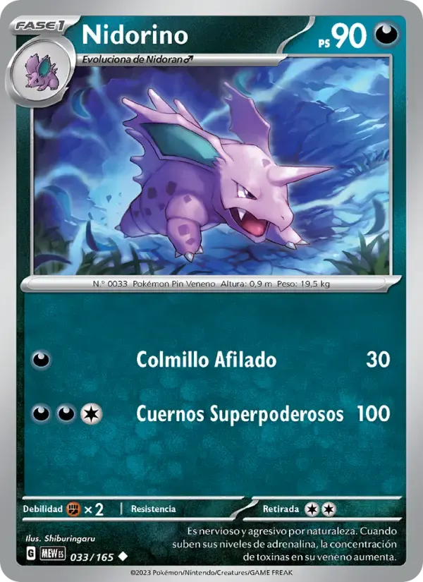 Nidorino — 151 33 Spanish Pokémon card