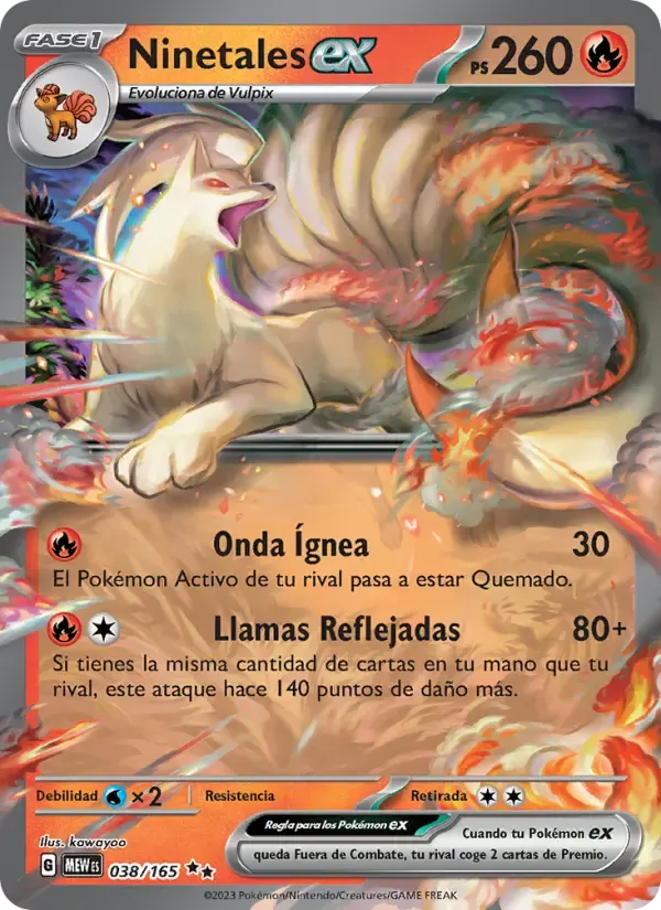 Ninetales ex — 151 38 Spanish Pokémon card