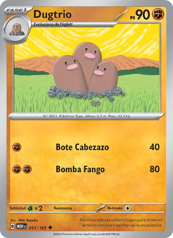 Dugtrio — 151 51 Spanish Pokémon card