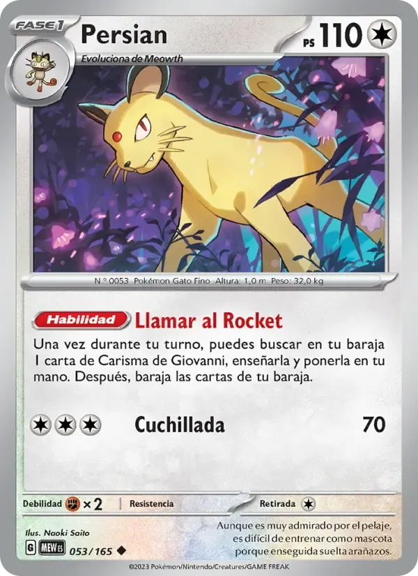 Persian — 151 53 Spanish Pokémon card