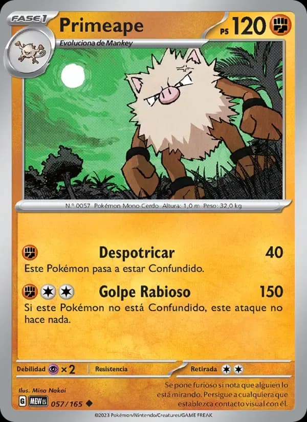 Primeape — 151 57 Spanish Pokémon card