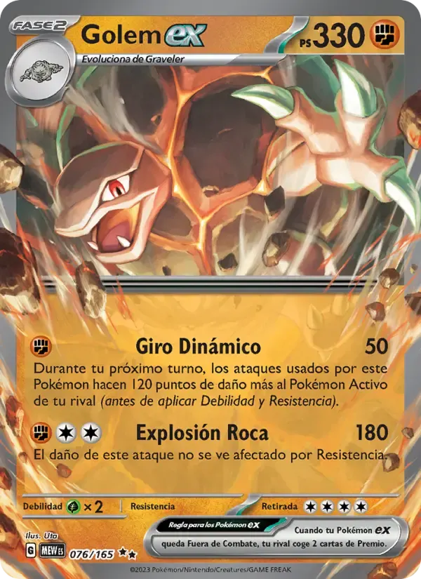 Golem ex — 151 76 Spanish Pokémon card