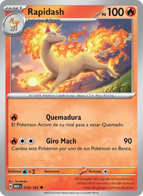 Rapidash — 151 78 Spanish Pokémon card