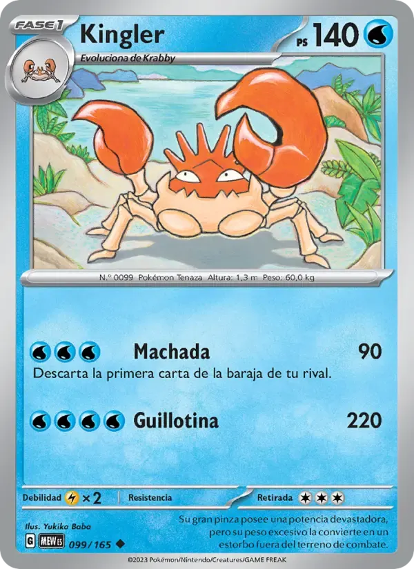 Kingler — 151 99 Spanish Pokémon card