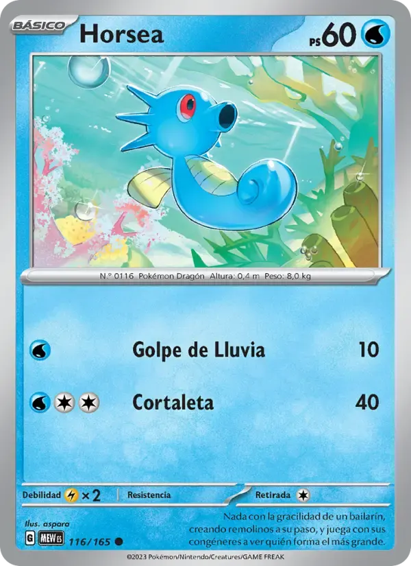 Horsea — 151 116 Spanish Pokémon card