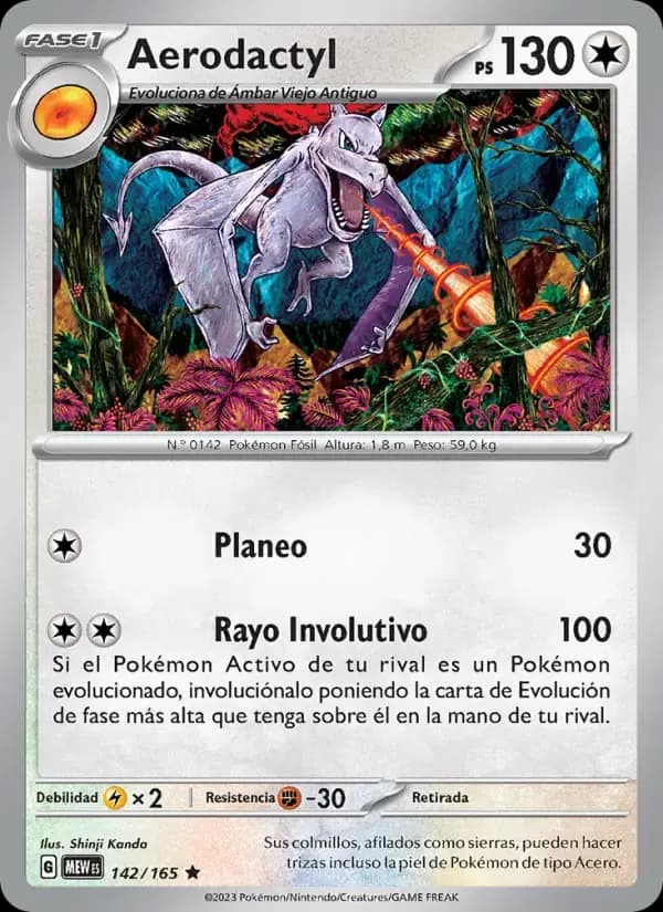 Aerodactyl — 151 142 Spanish Pokémon card