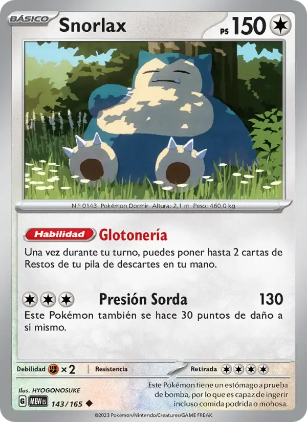 Snorlax — 151 143 Spanish Pokémon card