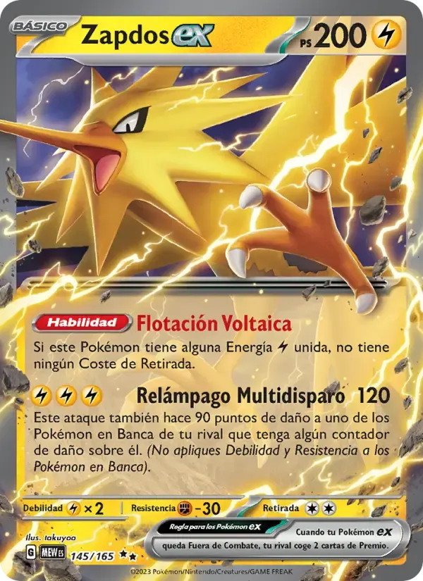 Zapdos ex — 151 145 Spanish Pokémon card