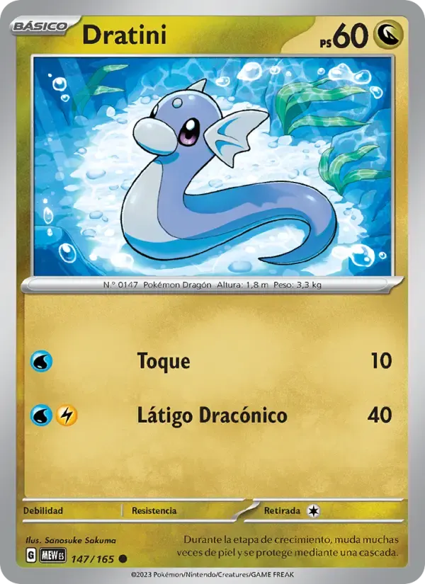 Dratini — 151 147 Spanish Pokémon card