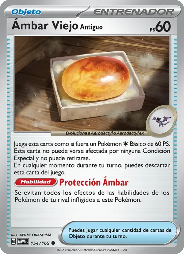 Ámbar Viejo Antiguo — 151 154 Spanish Pokémon card
