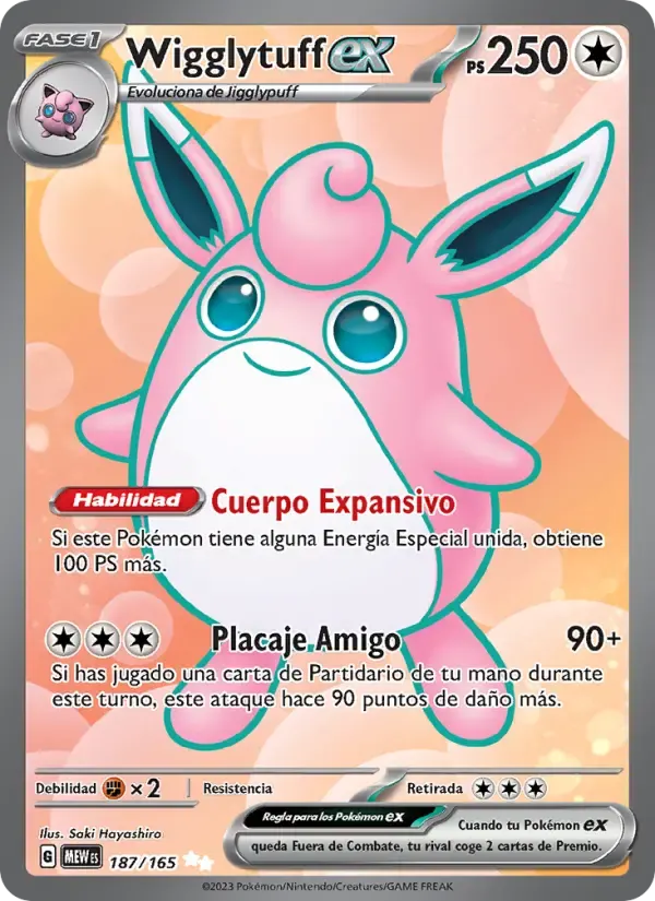 Wigglytuff ex — 151 187 Spanish Pokémon card