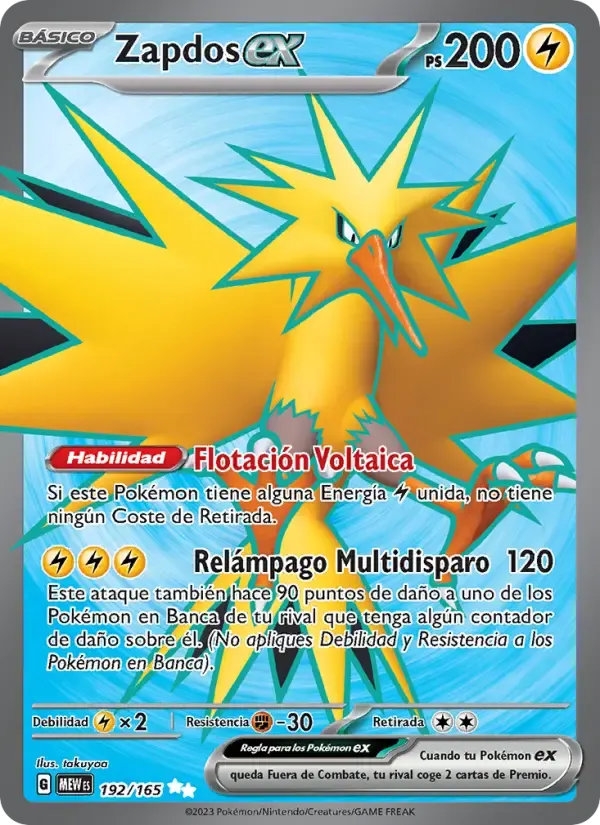 Zapdos ex — 151 192 Spanish Pokémon card