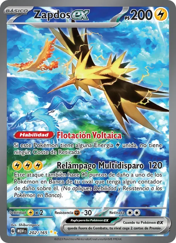 Zapdos ex — 151 202 Spanish Pokémon card