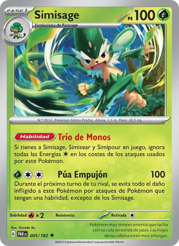 Simisage — Brecha Paradójica 5 Spanish Pokémon card