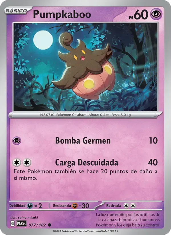 Pumpkaboo — Brecha Paradójica 77 Spanish Pokémon card
