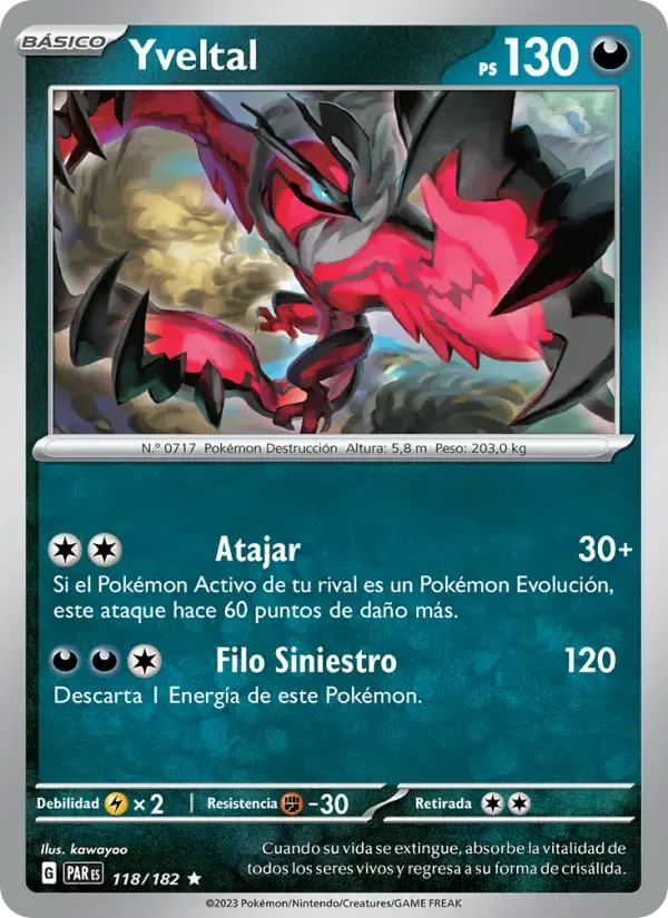 Yveltal — Brecha Paradójica 118 Spanish Pokémon card