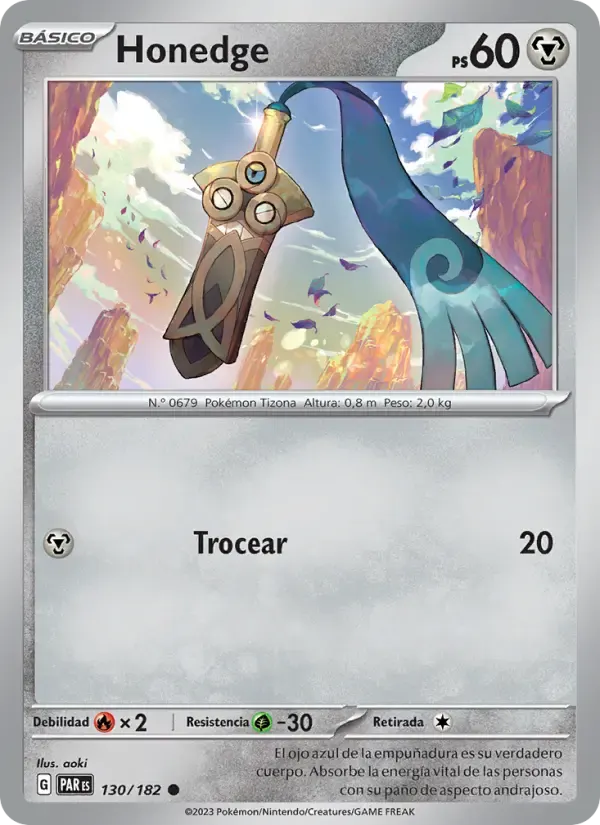 Honedge — Brecha Paradójica 130 Spanish Pokémon card