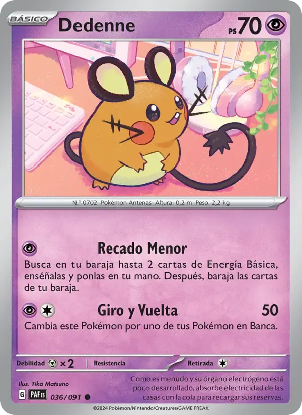 Dedenne — Destinos de Paldea 36 Spanish Pokémon card