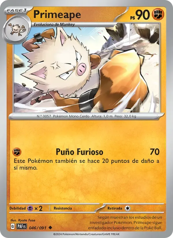 Primeape — Destinos de Paldea 46 Spanish Pokémon card