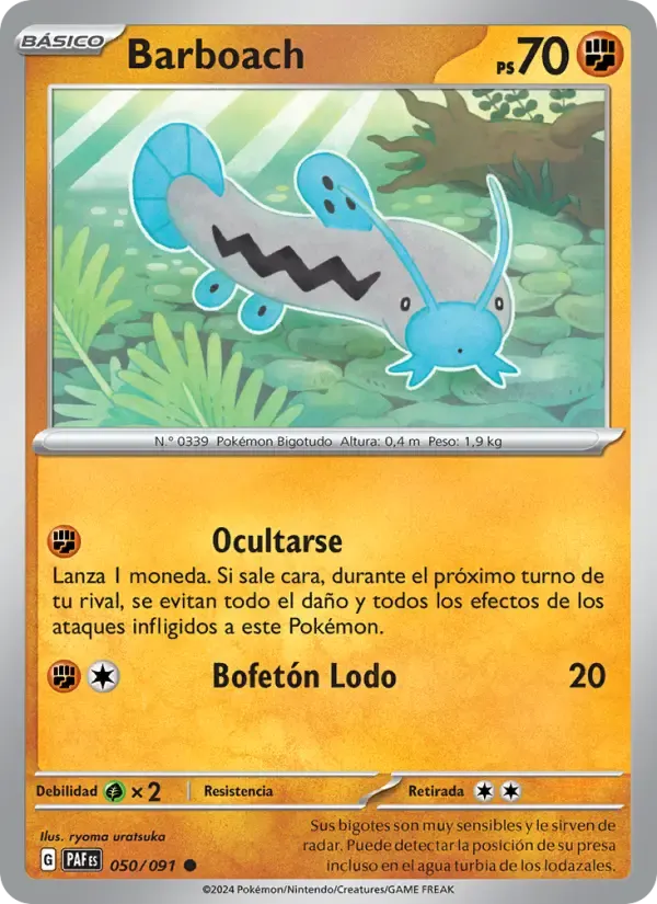 Barboach — Destinos de Paldea 50 Spanish Pokémon card