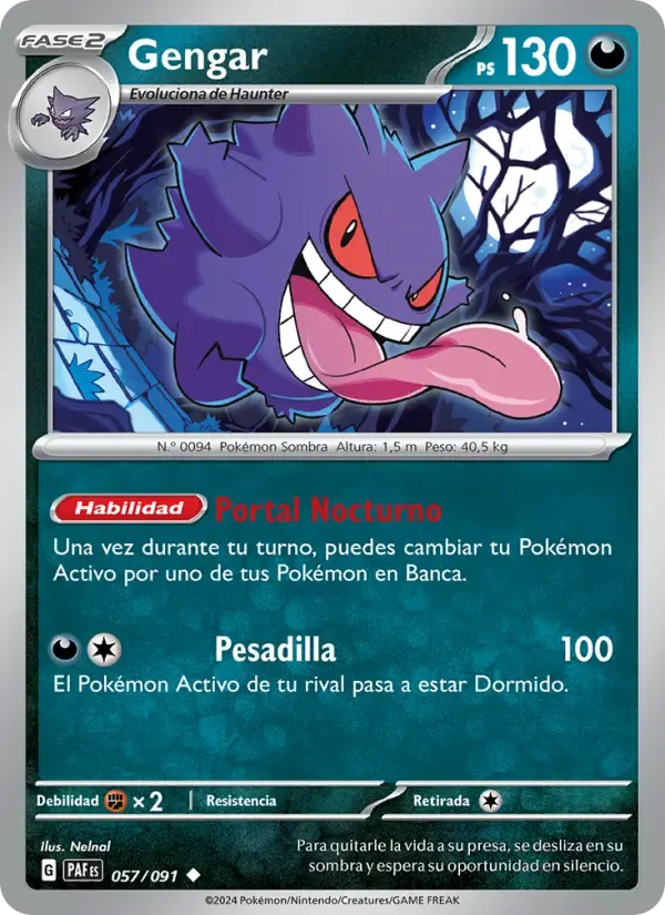 Gengar — Destinos de Paldea 57 Spanish Pokémon card
