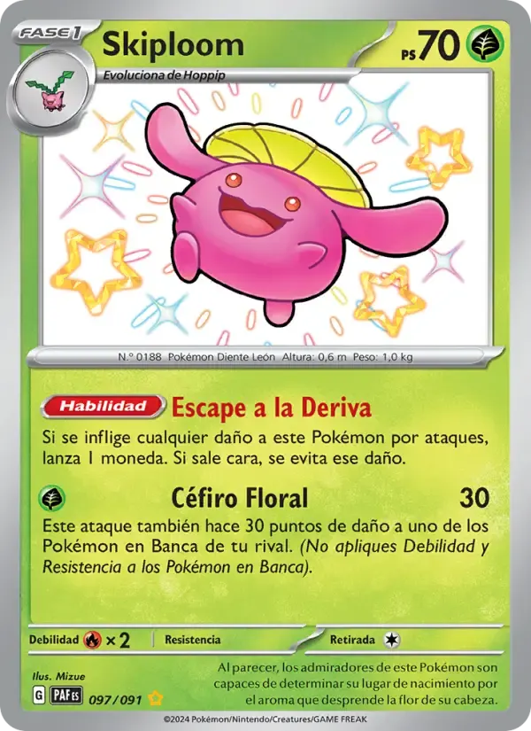 Skiploom — Destinos de Paldea 97 Spanish Pokémon card