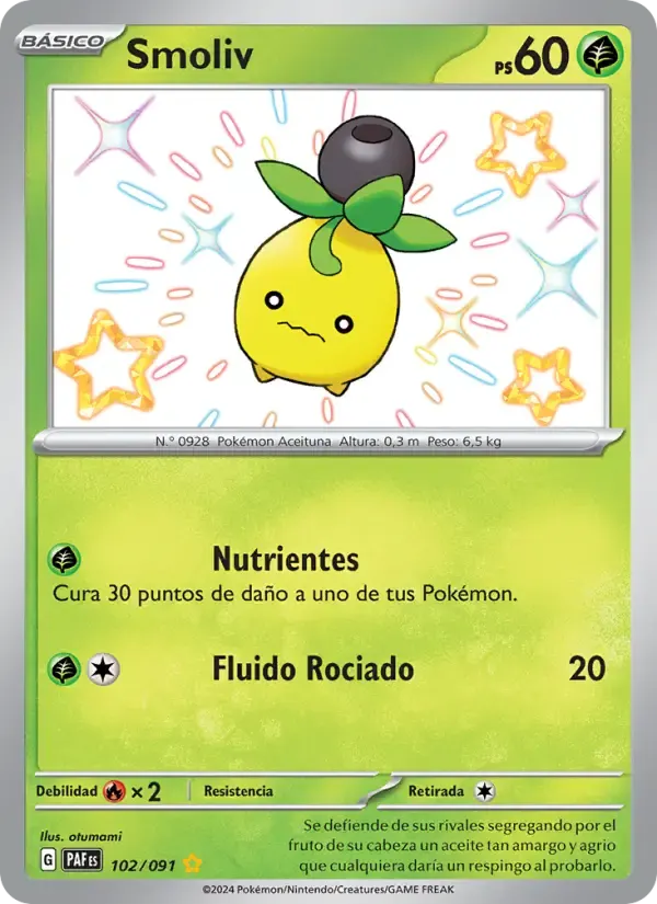 Smoliv — Destinos de Paldea 102 Spanish Pokémon card