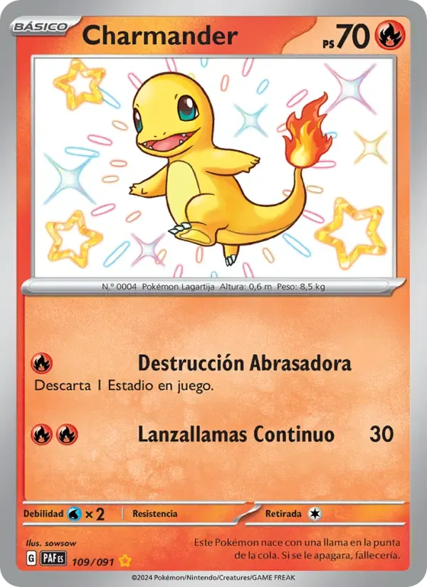 Charmander — Destinos de Paldea 109 Spanish Pokémon card