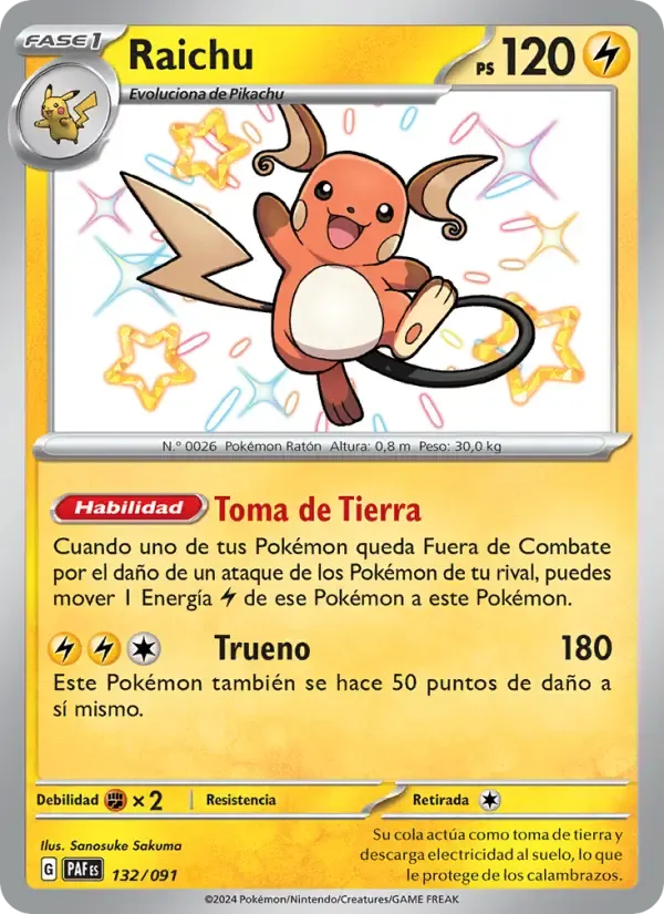 Raichu — Destinos de Paldea 132 Spanish Pokémon card