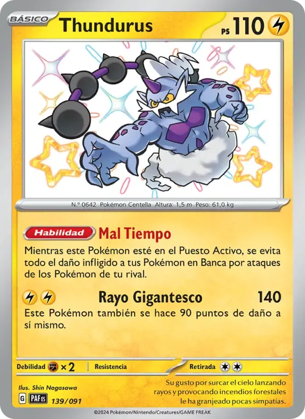 Thundurus — Destinos de Paldea 139 Spanish Pokémon card