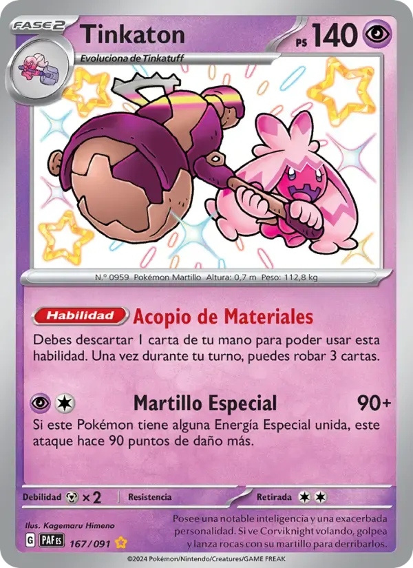 Tinkaton — Destinos de Paldea 167 Spanish Pokémon card