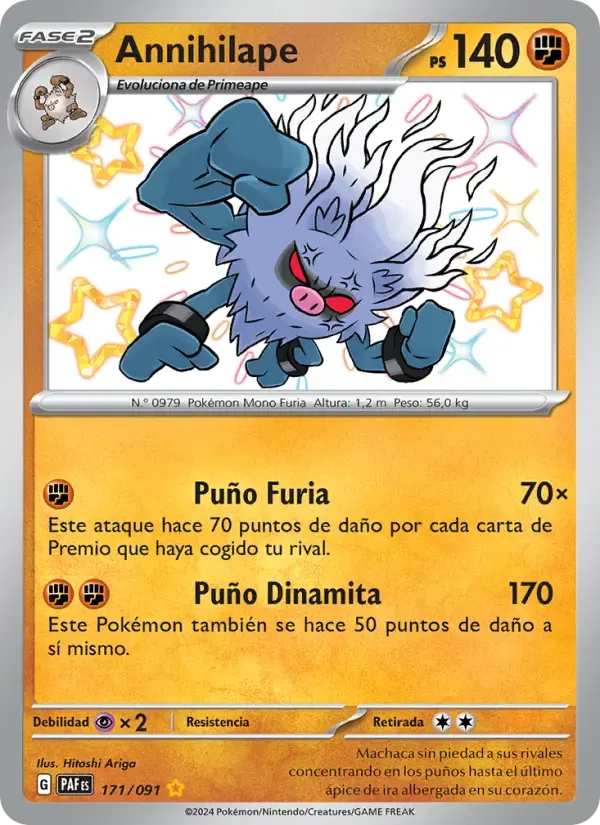 Annihilape — Destinos de Paldea 171 Spanish Pokémon card