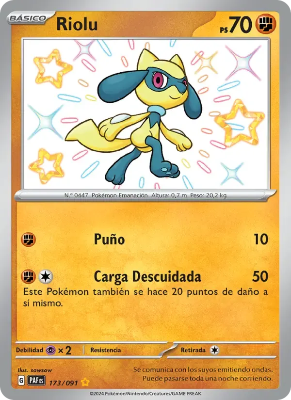 Riolu — Destinos de Paldea 173 Spanish Pokémon card