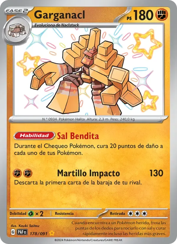 Garganacl — Destinos de Paldea 178 Spanish Pokémon card