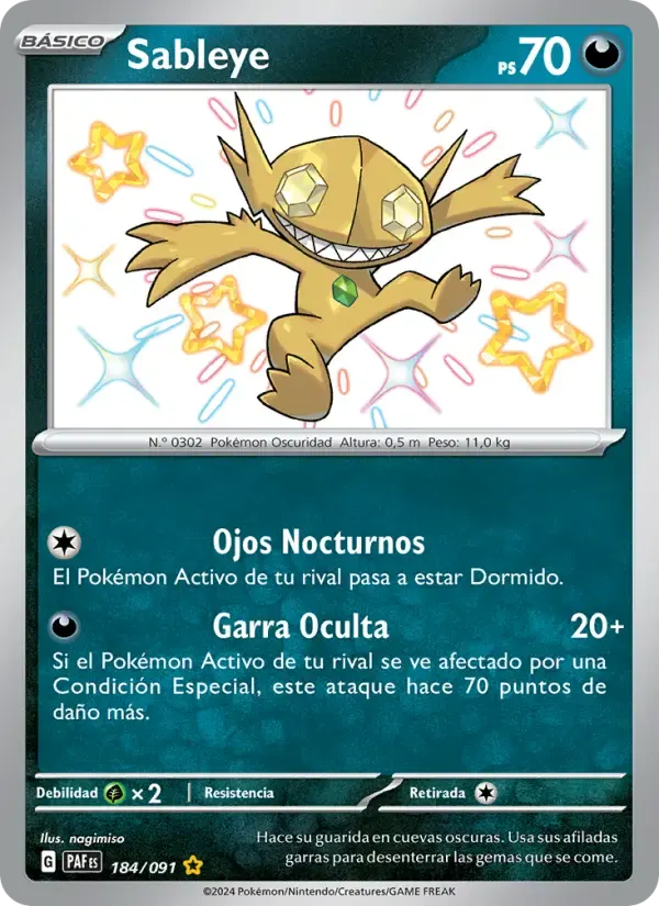 Sableye — Destinos de Paldea 184 Spanish Pokémon card