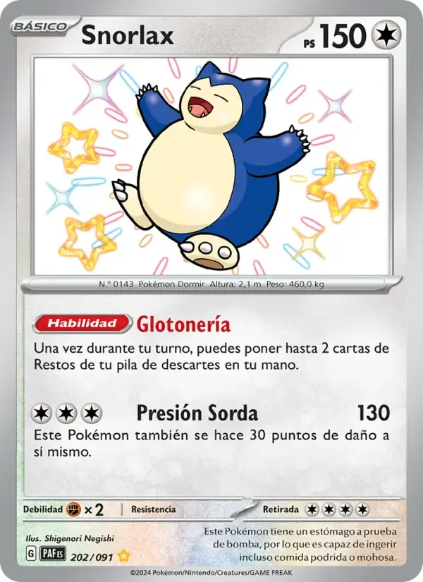 Snorlax — Destinos de Paldea 202 Spanish Pokémon card