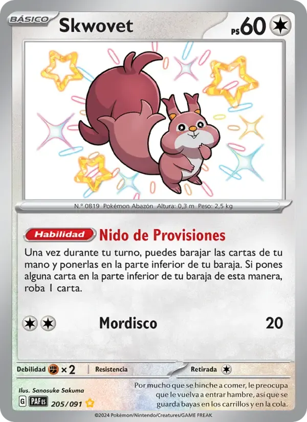Skwovet — Destinos de Paldea 205 Spanish Pokémon card