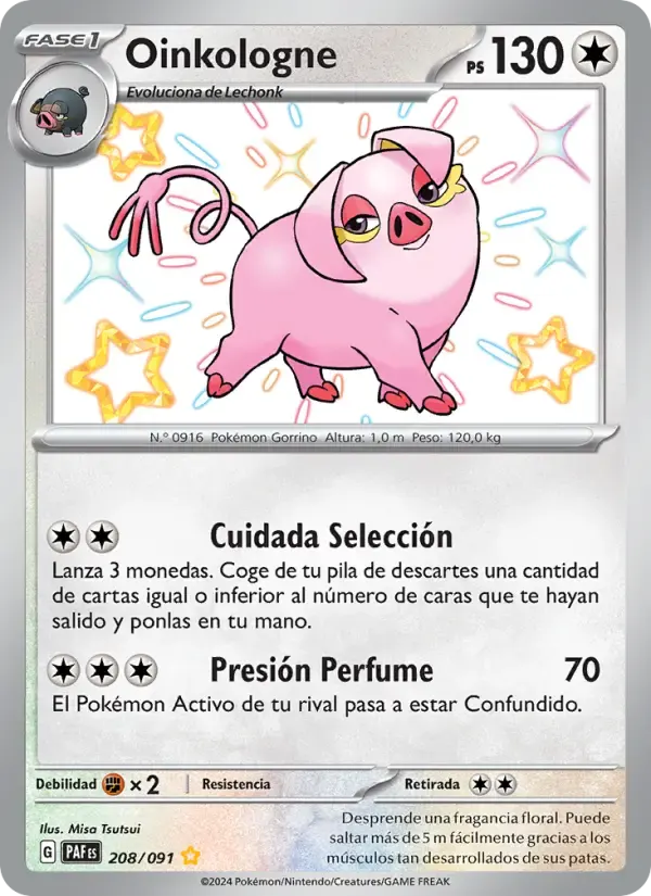 Oinkologne — Destinos de Paldea 208 Spanish Pokémon card