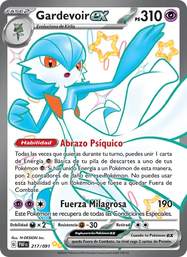 Gardevoir ex — Destinos de Paldea 217 Spanish Pokémon card