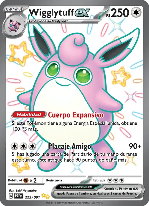 Wigglytuff ex — Destinos de Paldea 222 Spanish Pokémon card