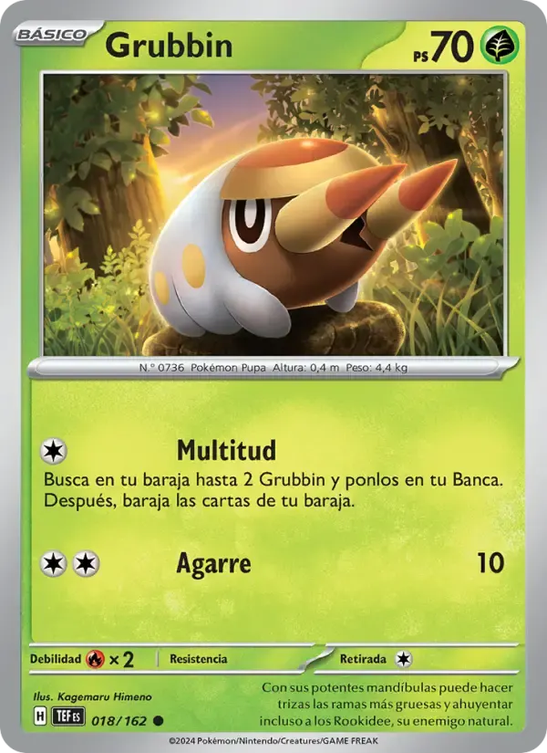 Grubbin — Fuerzas Temporales 18 Spanish Pokémon card