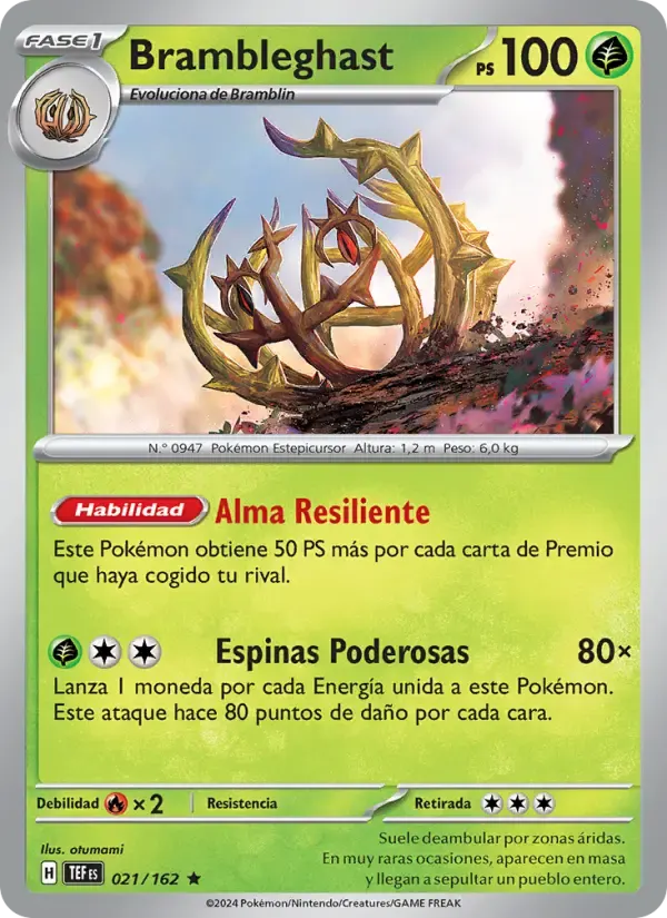 Brambleghast — Fuerzas Temporales 21 Spanish Pokémon card