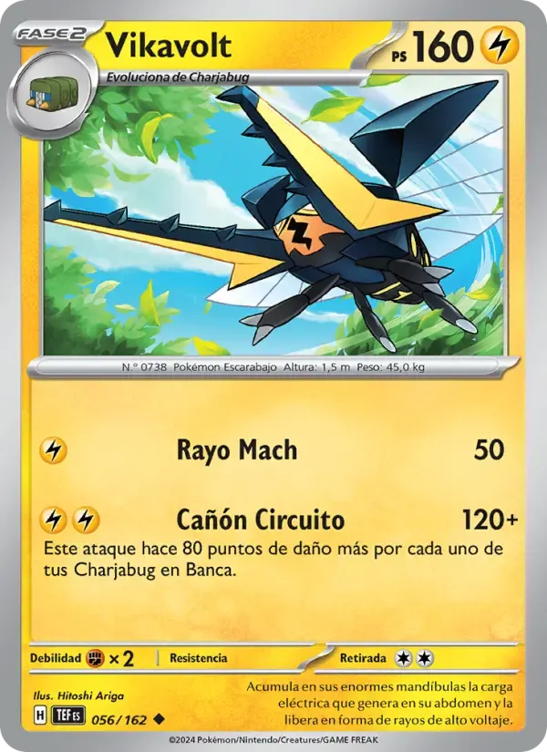 Vikavolt — Fuerzas Temporales 56 Spanish Pokémon card