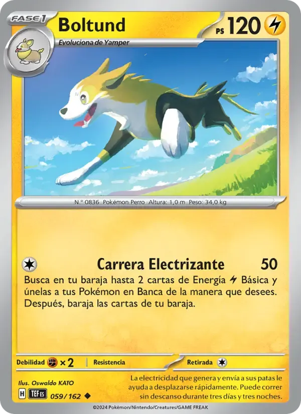 Boltund — Fuerzas Temporales 59 Spanish Pokémon card