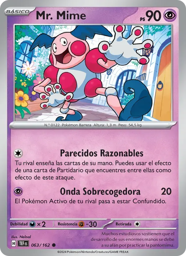 Mr. Mime — Fuerzas Temporales 63 Spanish Pokémon card