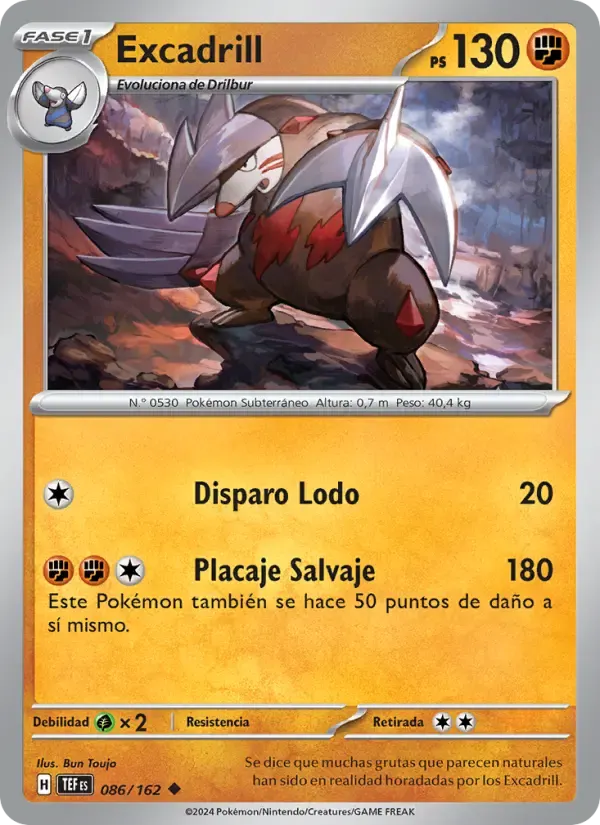 Excadrill — Fuerzas Temporales 86 Spanish Pokémon card