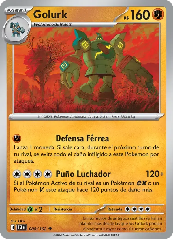 Golurk — Fuerzas Temporales 88 Spanish Pokémon card