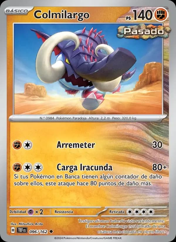 Colmilargo — Fuerzas Temporales 96 Spanish Pokémon card
