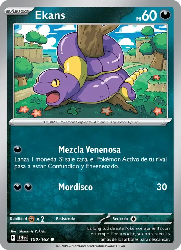 Ekans — Fuerzas Temporales 100 Spanish Pokémon card